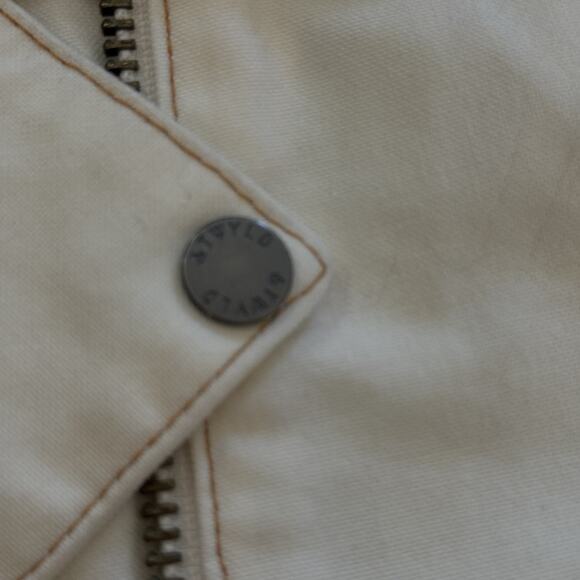 ATWYLD Heavy Canvas Cream Motorcycle Jacket Size Medium Women EUC Cordura Blend - Picture 7 of 9